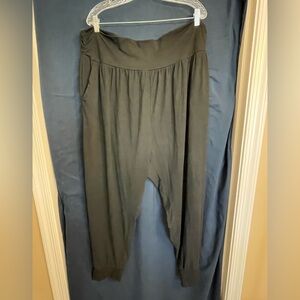 Black Track Pants with Elastic Waistband and Relaxed Fit